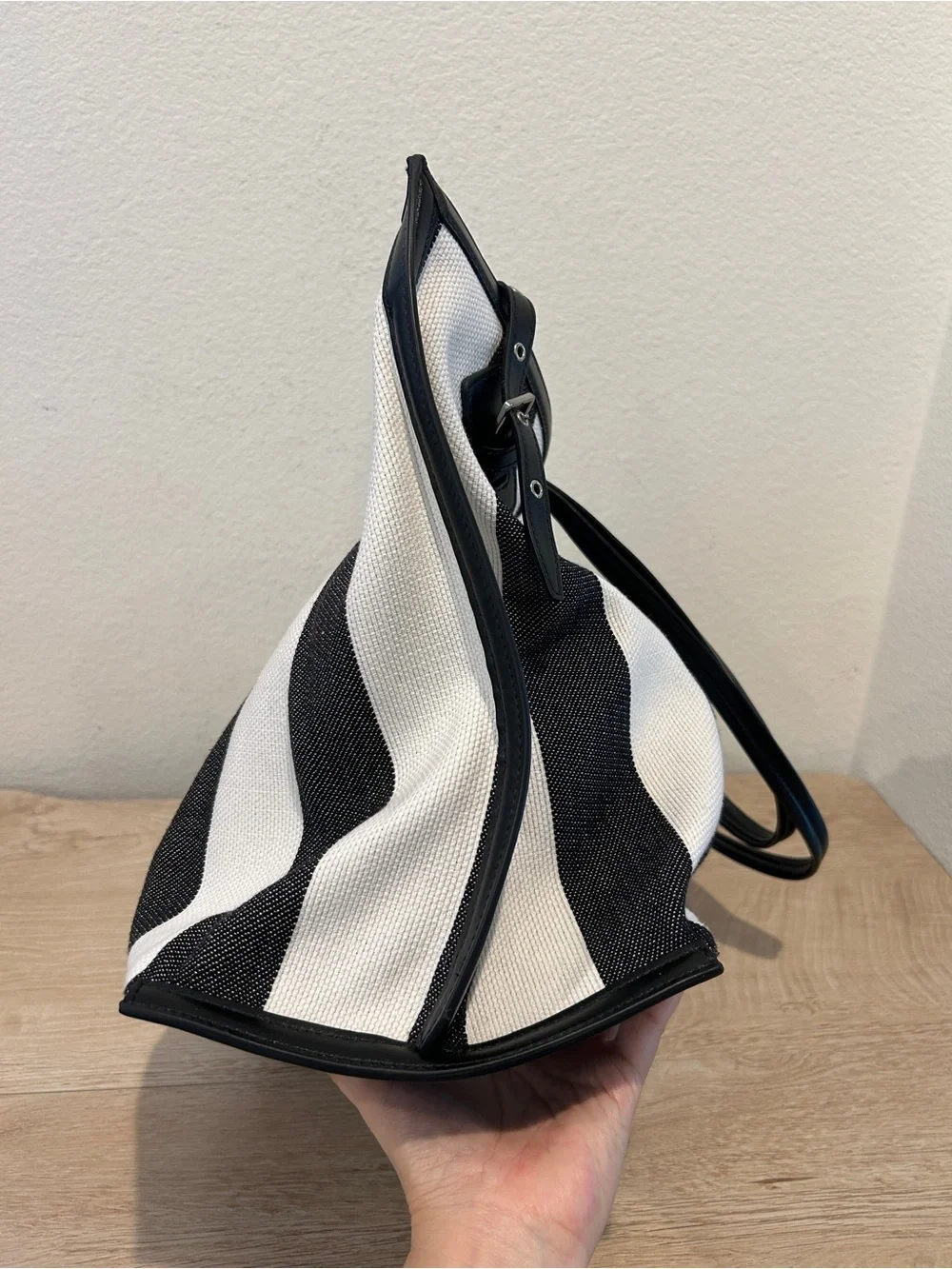 New Proenza Schouler Canvas Striped Days Tote Black/White with Dust Bag, $1290